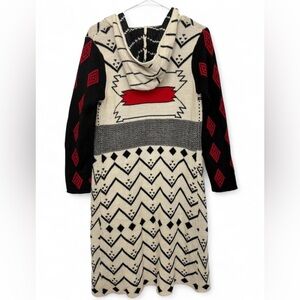 Women's Paper Crane Tribal Aztec Hooded Knit Duster Cardigan Small‎ Cozy